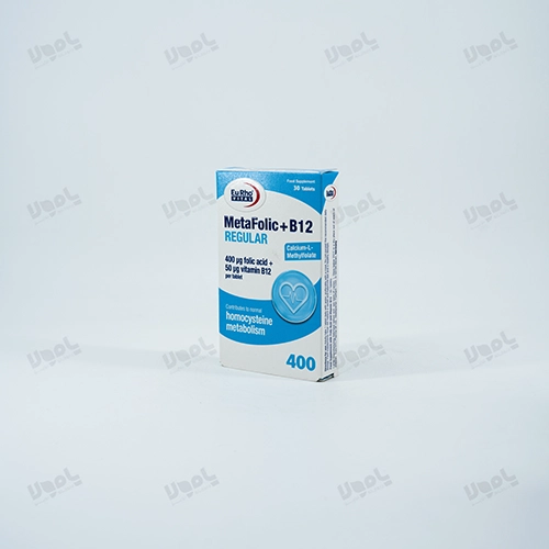  قرص متافولیک پلاس  ب12 رگولار یوروو,یتال دارای 400 میکروگرم فولیک اسید و 50 میکروگرم B12 