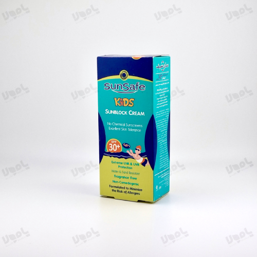 کرم ضدافتاب کودکان SPF30 سان سیف بی رنگ مناسب پوست های حساس